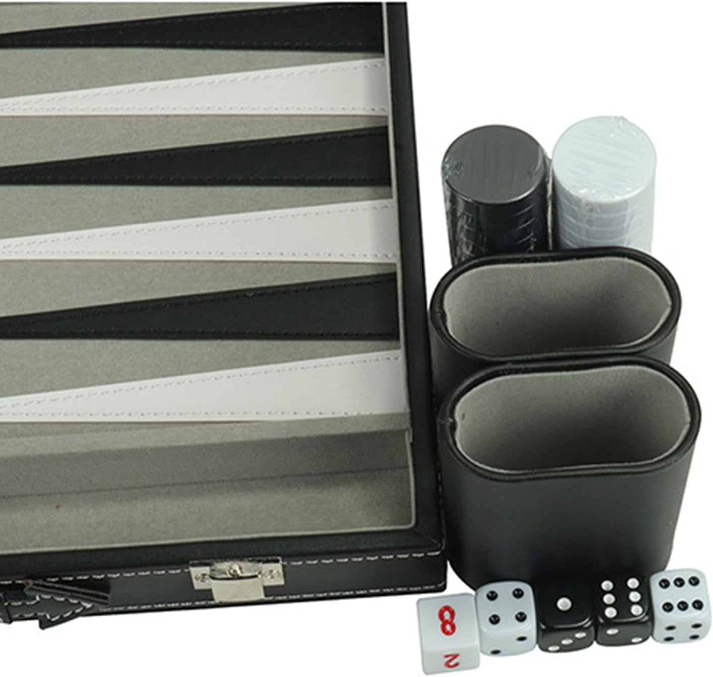 Leather Backgammon Set Folding Chess Style Case Portable Travel Strategy Game