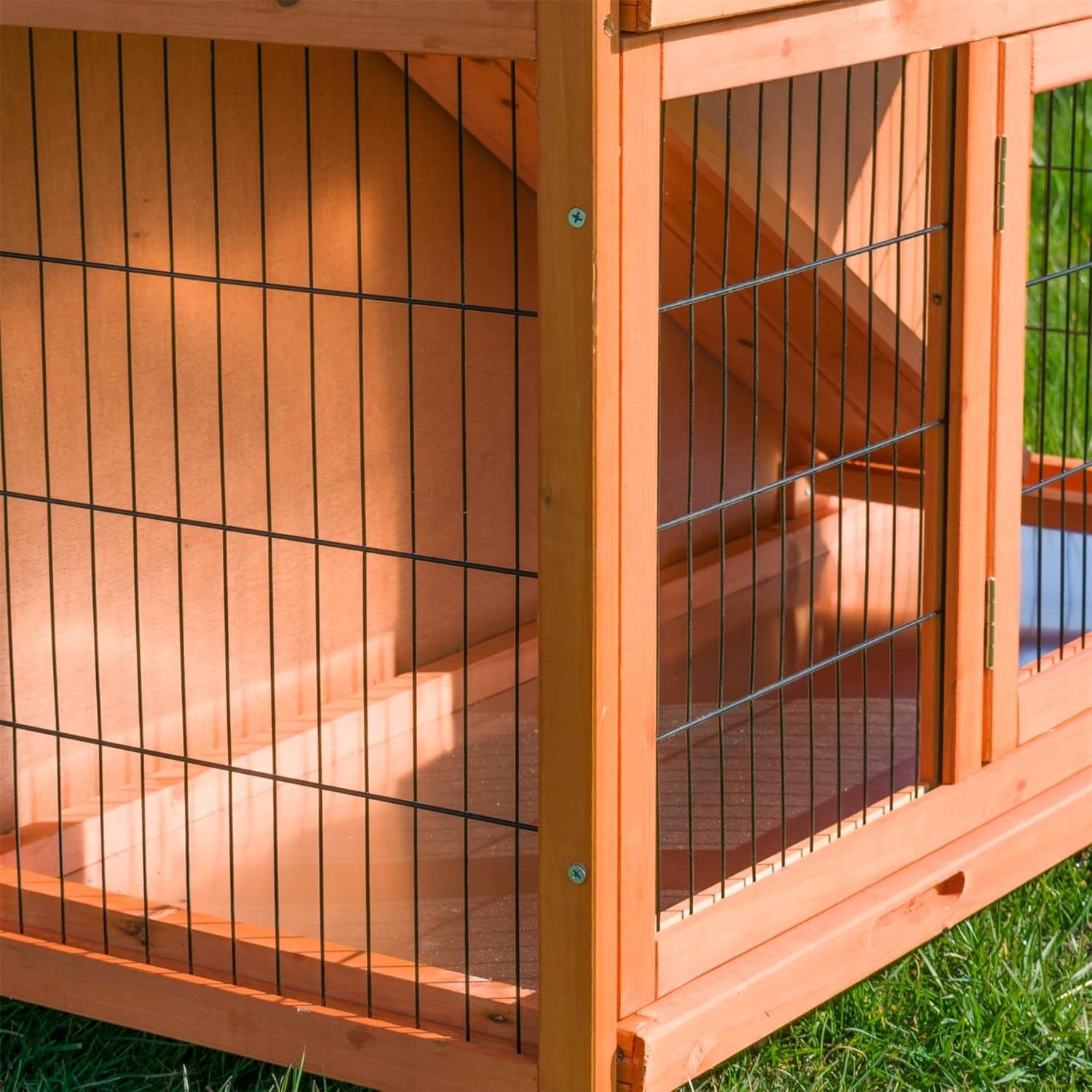Large 2 Tier Rabbit Hutch with Enclosed Run Wooden Outdoor Cage Tray
