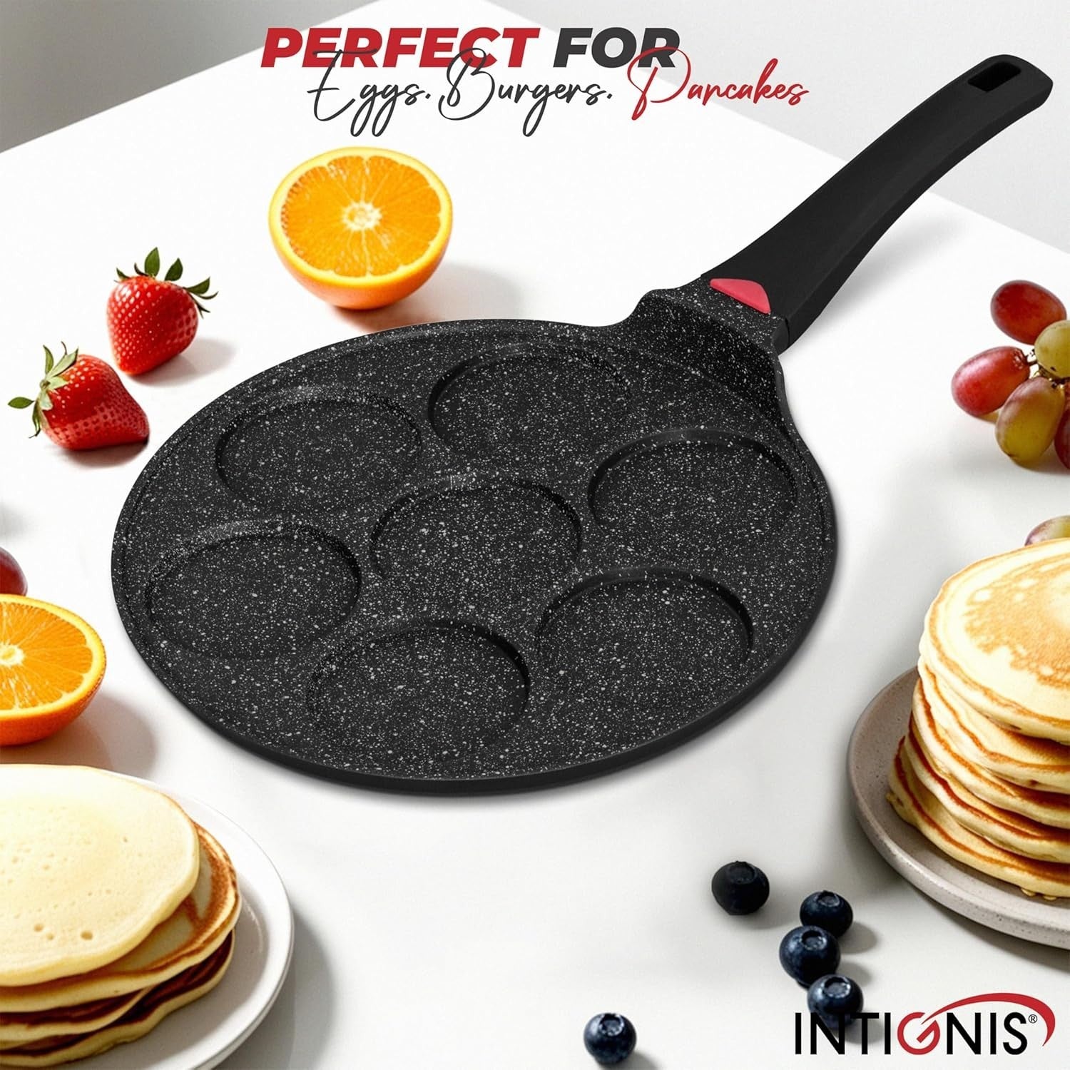 7-Cup Non-Stick Mini Pancake Pan 26cm Cast Aluminium Induction Safe