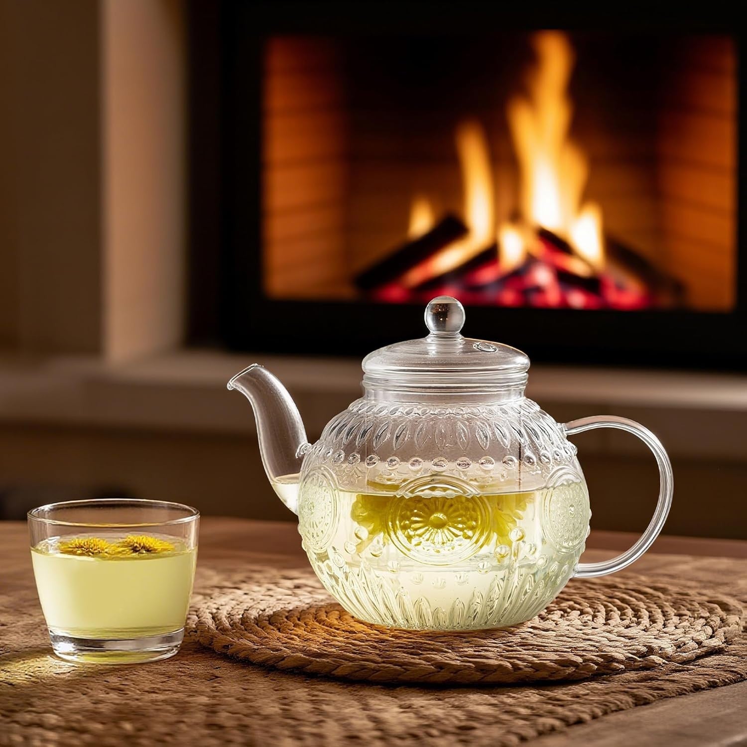 1000ml Glass Teapot with Removable Infuser Stovetop Safe Tea Maker