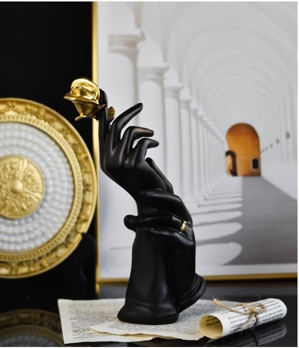 Romantic Hand-in-Hand Sculpture • Resin Couple Ornament • Elegant Decor