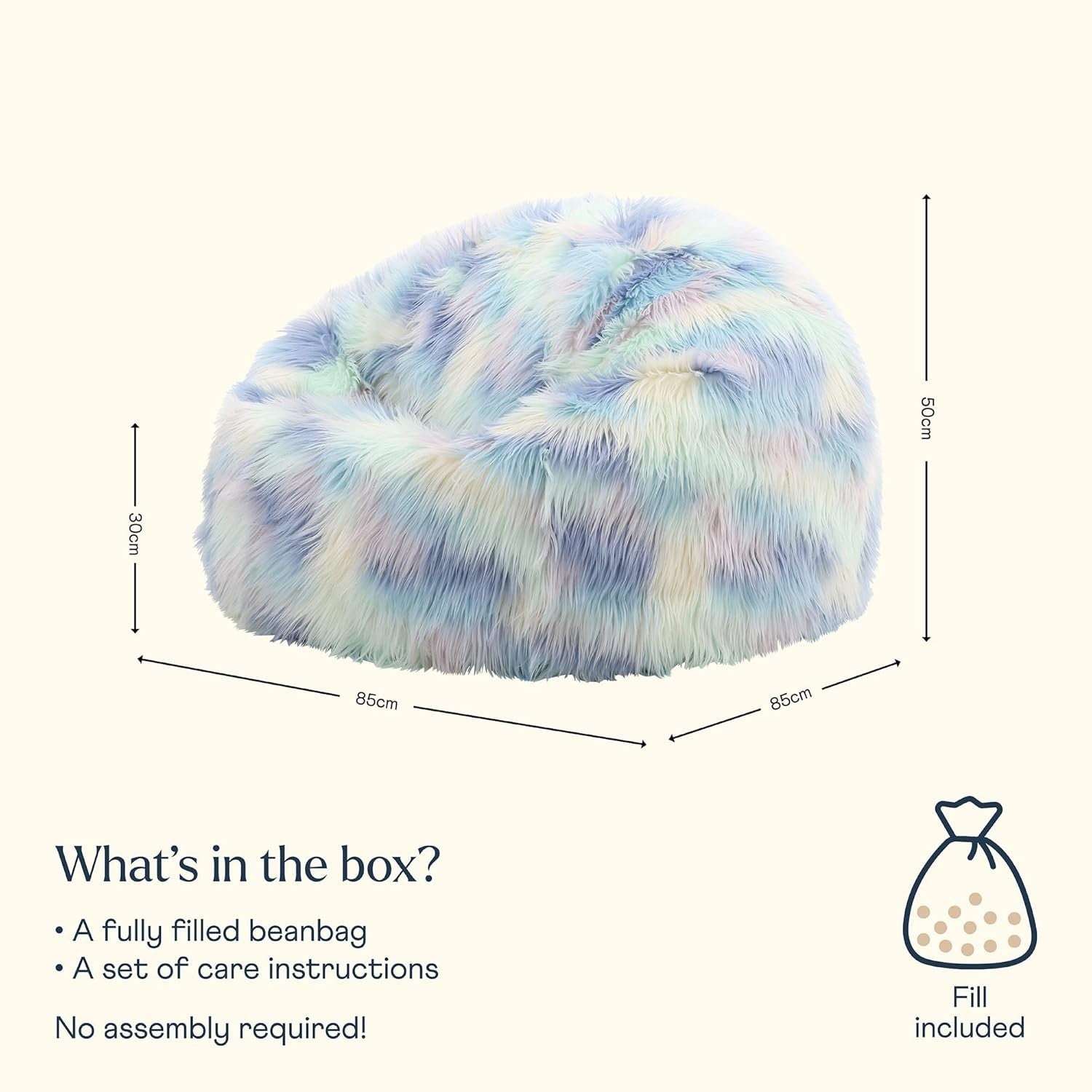 Luxury Faux Fur Bean Bag Chair Soft Round Seat, Indoor Lounge Room Decor