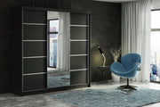 Modern Sliding Door Wardrobe with Mirror & Drawers – Space-Saving Storage