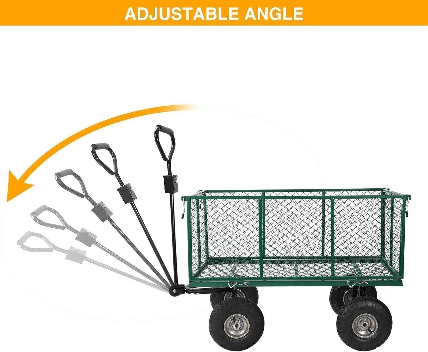 Heavy Duty Garden Cart Wagon 650lb Capacity Flatbed w/ Removable Sides & Liner