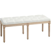 French Style End of Bed Bench Cream White Upholstered Tufted Seat 117cm