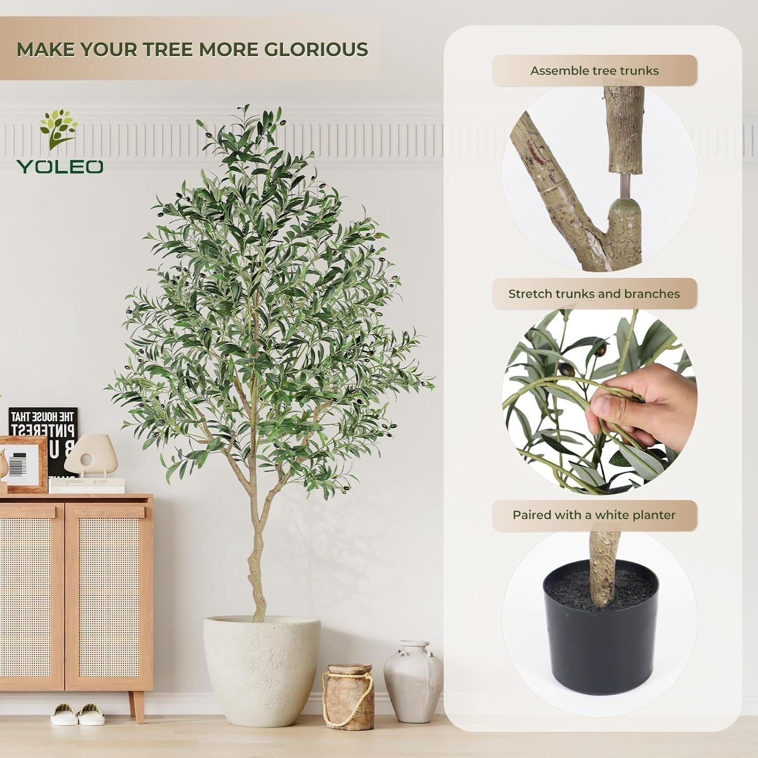 7ft Artificial Olive Tree Tall Green Plant Realistic Leaves Indoor Home Decor