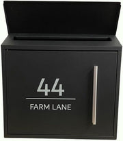 Wall Mounted Lockable Post Box Black Alloy Steel Secure Outdoor Mailbox