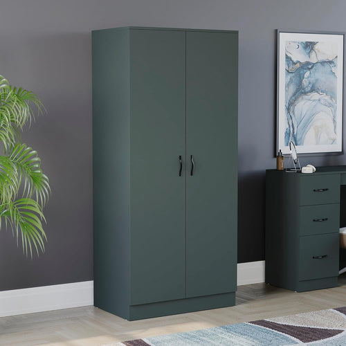 Double Door Bedroom Wardrobe with Hanging Rail & Top Shelf Storage