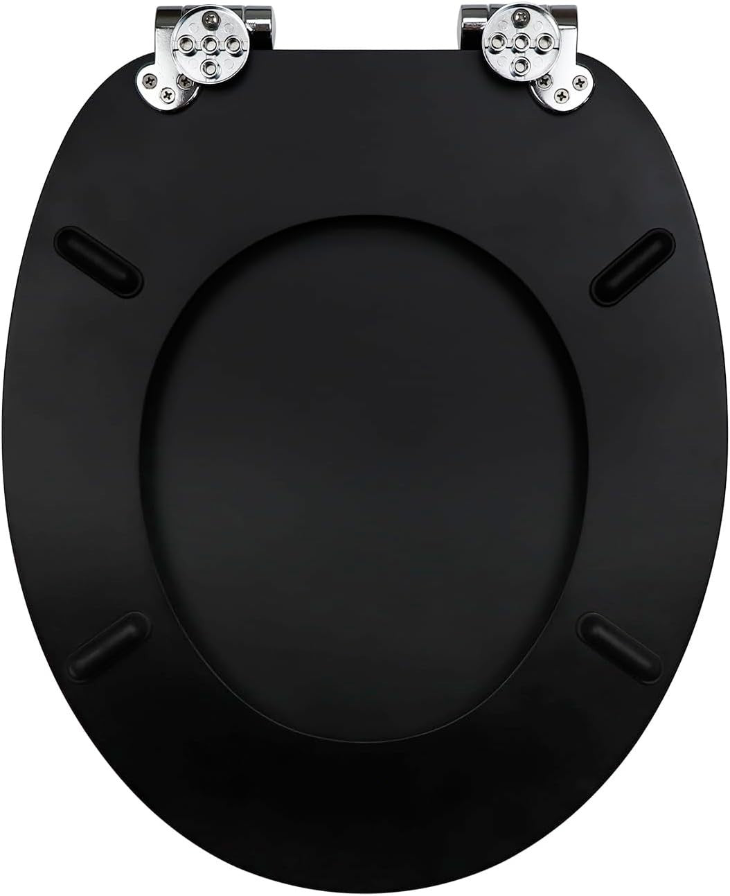 Black Wooden Toilet Seat MDF Soft Close Adjustable Hinges 43.5x37.5cm