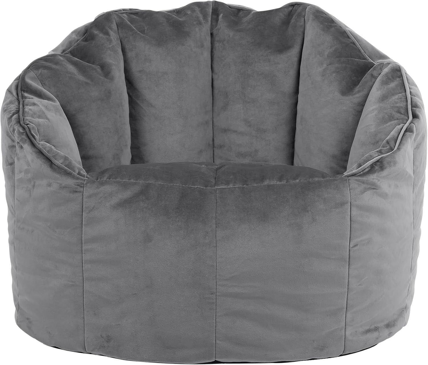 Large Velvet Bean Bag Chair Grey | Comfy Lounge Seat for Adults Room