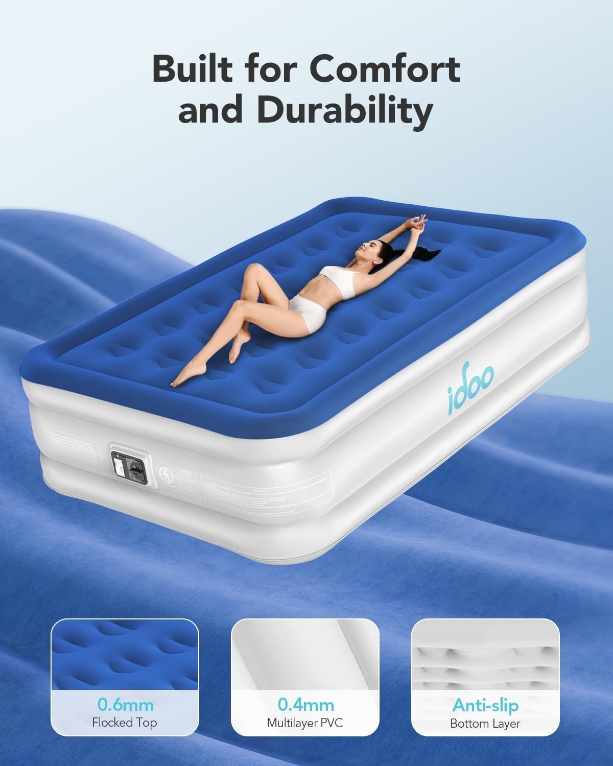 Double Inflatable Air Mattress with Electric Pump – Portable Guest Bed