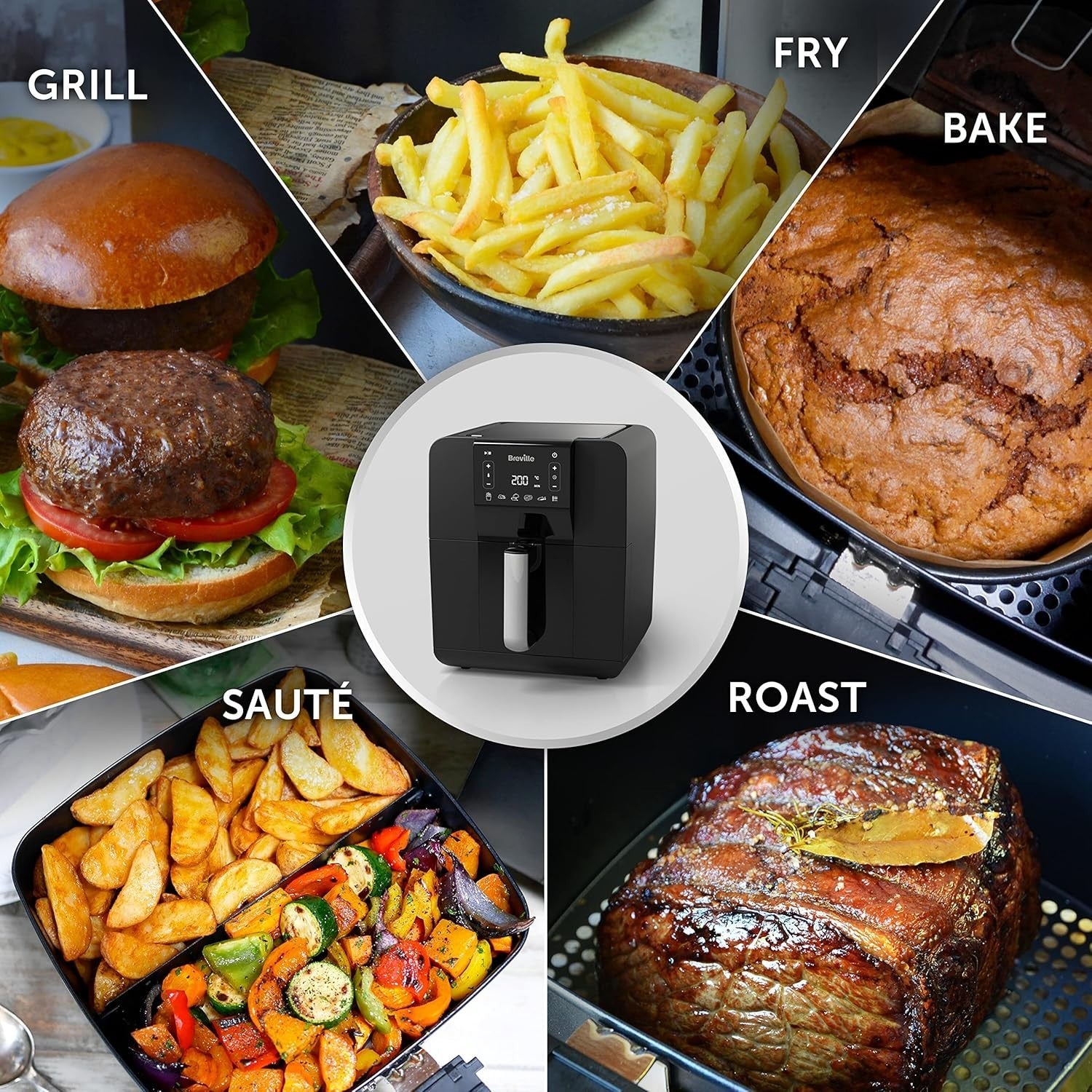 5.5L Large Digital Air Fryer 1700W Fast Healthy Cooking Fry Bake Roast Grill