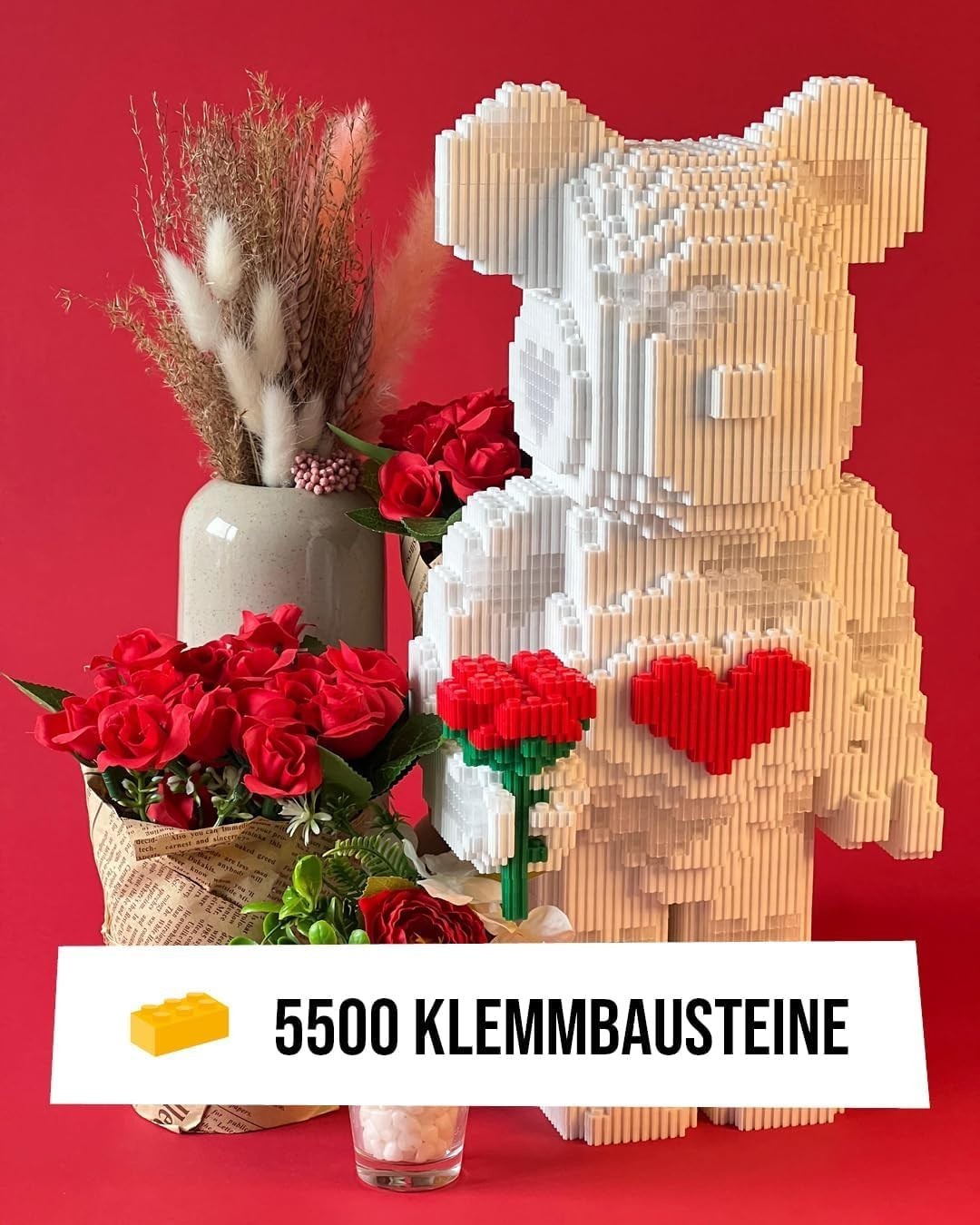 LED Love Bear DIY Building Blocks 5,423 pcs Romantic Gift for Wife Girlfriend