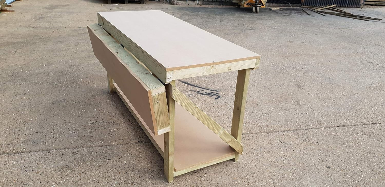 4ft–8ft Extendable Heavy Duty Workbench MDF Top – Strong Wooden Work Table