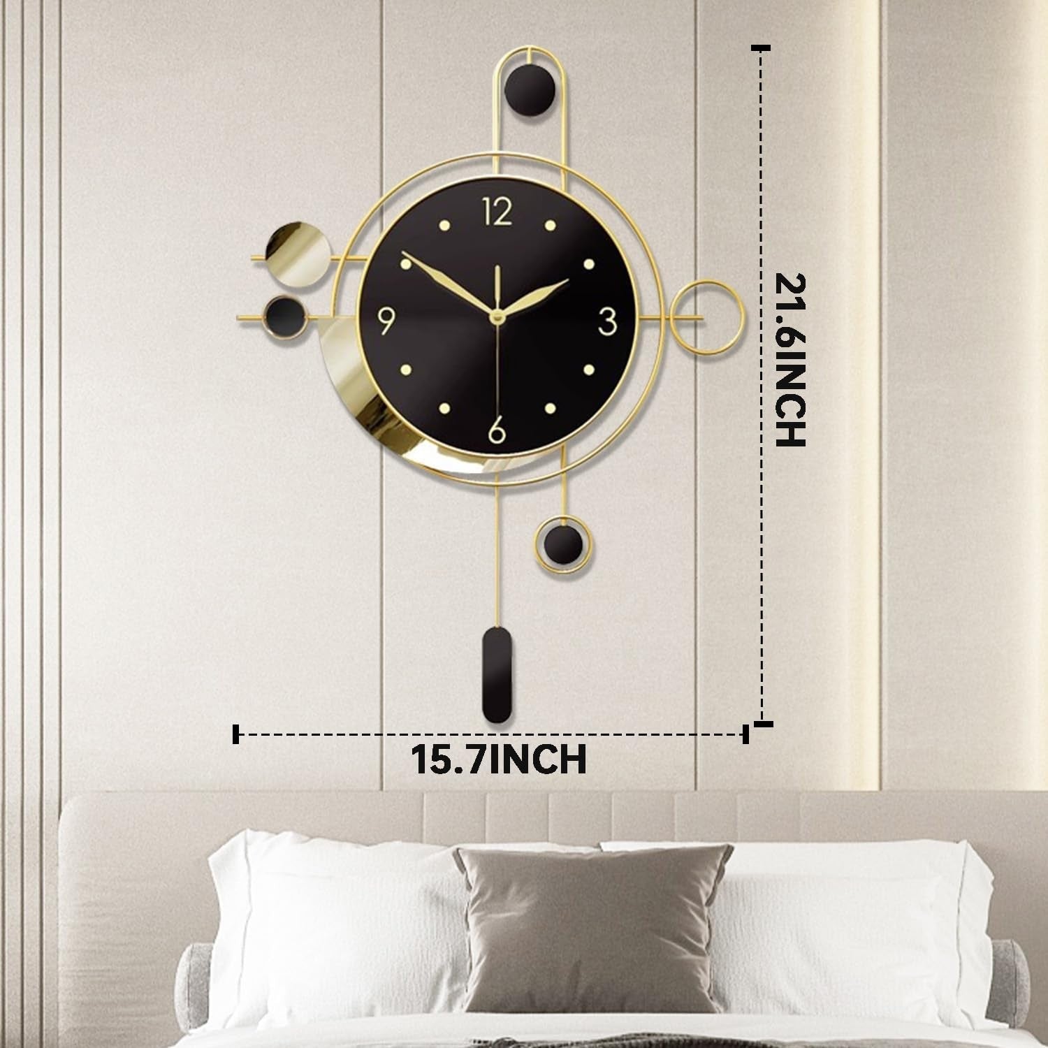 40cm Gold Pendulum Wall Clock – Silent Quartz Modern Decorative Large Design