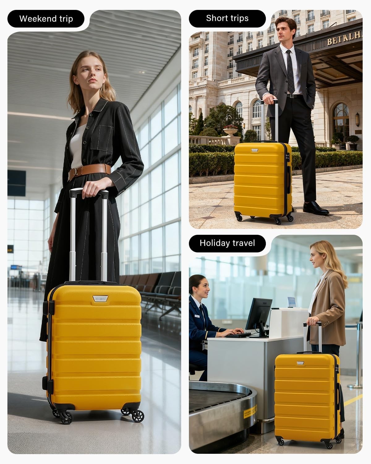 24in Medium Check In Suitcase Hard Shell TSA Lock 360 Spinner Wheels