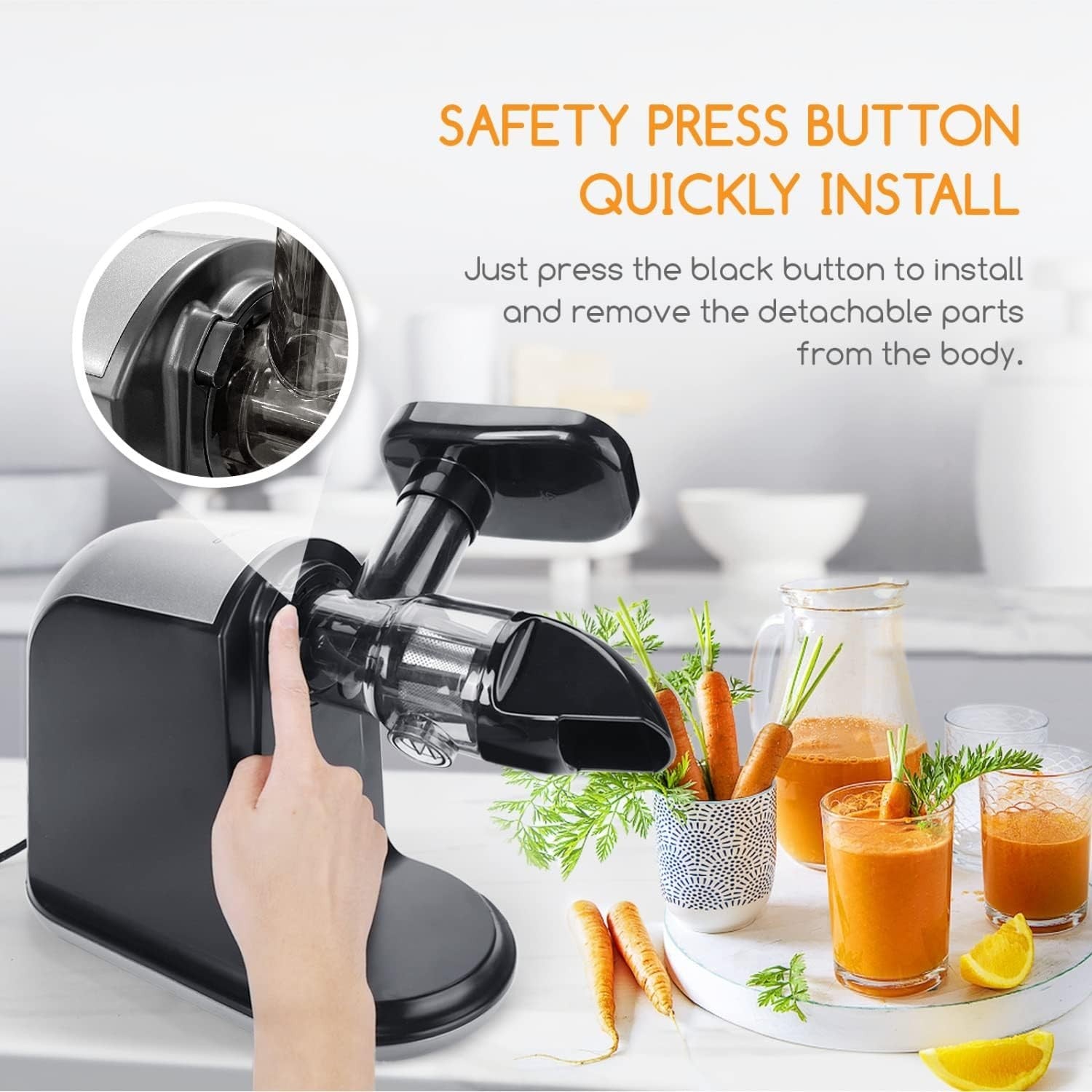 Cold Press Slow Juicer Quiet Motor High Yield Easy Clean Reverse