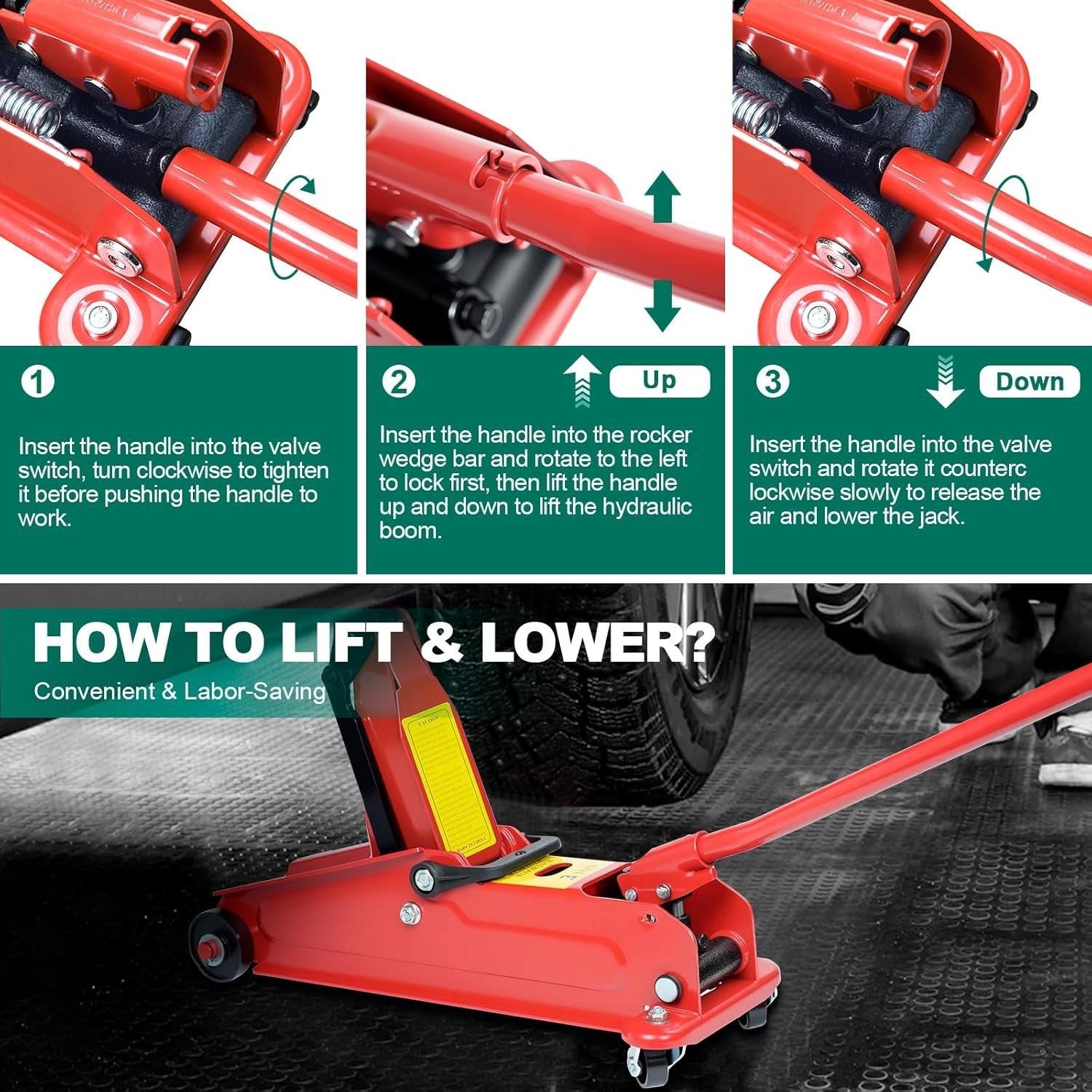 3 Ton Racing Trolley Jack Quick Lift Hydraulic Car Jack 135–370mm Heavy Duty