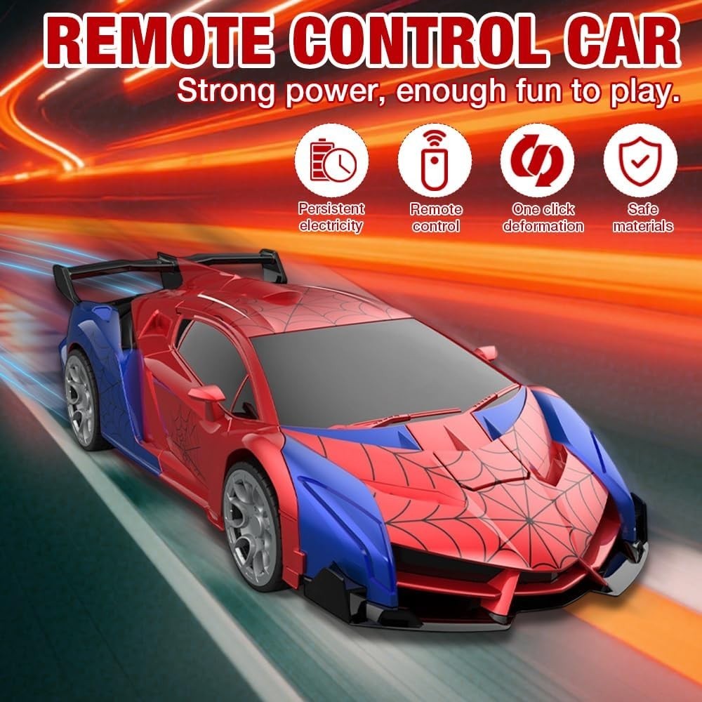2-in-1 RC Spider Car & Robot for Kids, 1:18 Drift Toy w/ 360° Spins