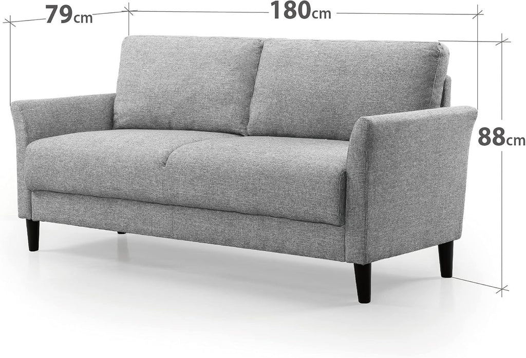 3 Seater Sofa Couch Bed Grey - Compact Modern Fabric Sofa for Living Room