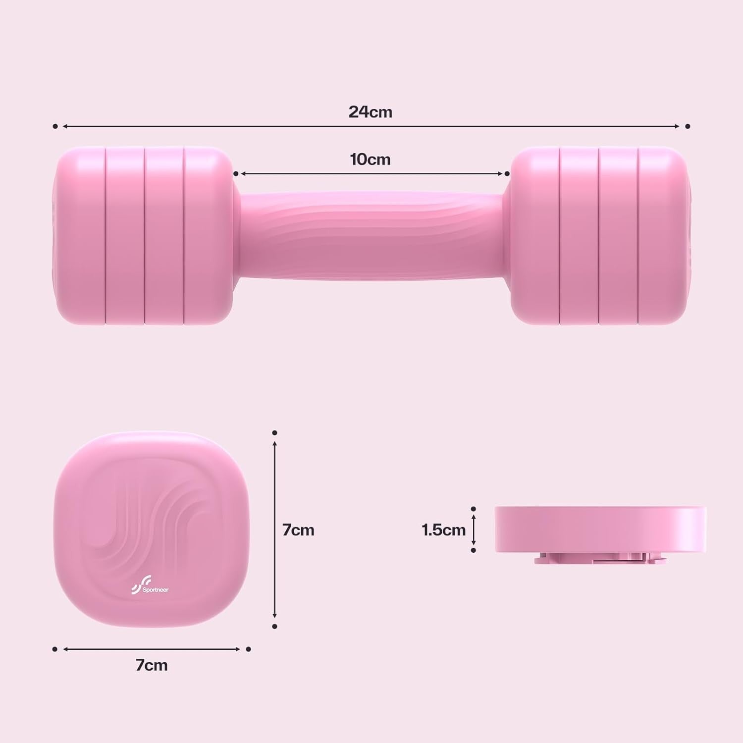 4-in-1 Women’s Adjustable Hand Weights 1–2.5kg Non Slip Fitness Set