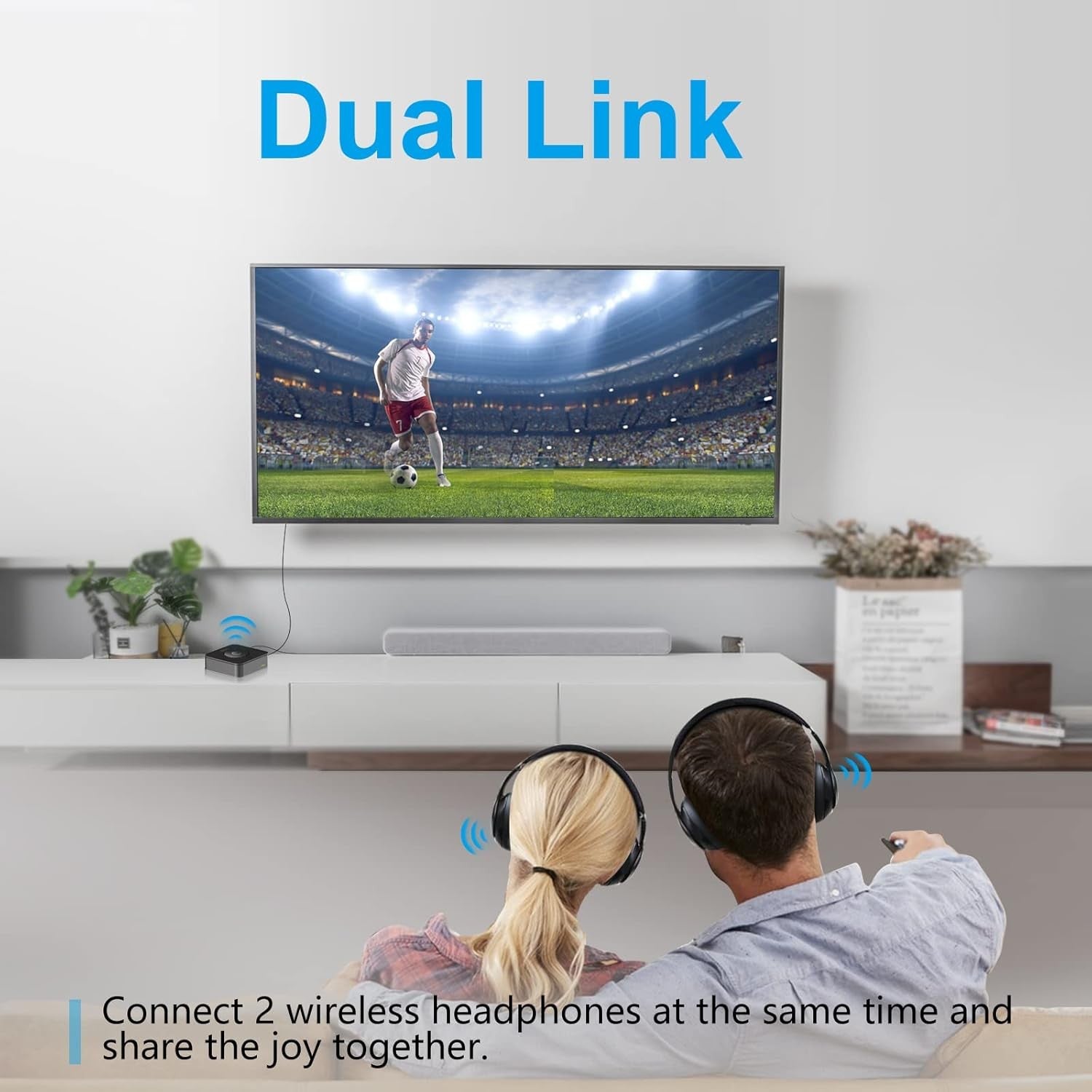 Bluetooth 5.0 Transmitter Receiver Black Dual Link Optical RCA