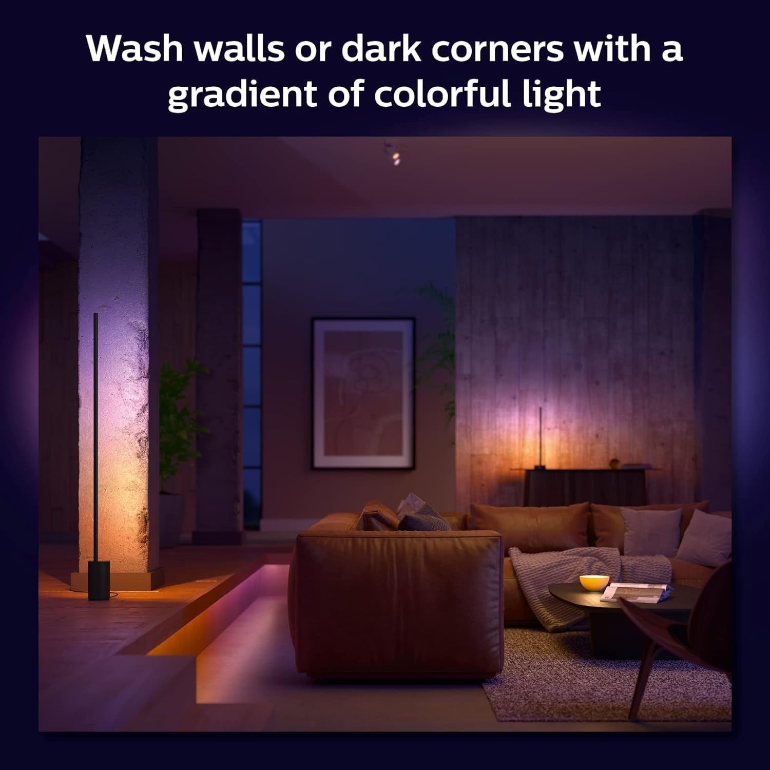 Smart Gradient LED Floor Lamp with Voice Control & Bluetooth, 11x11x145cm