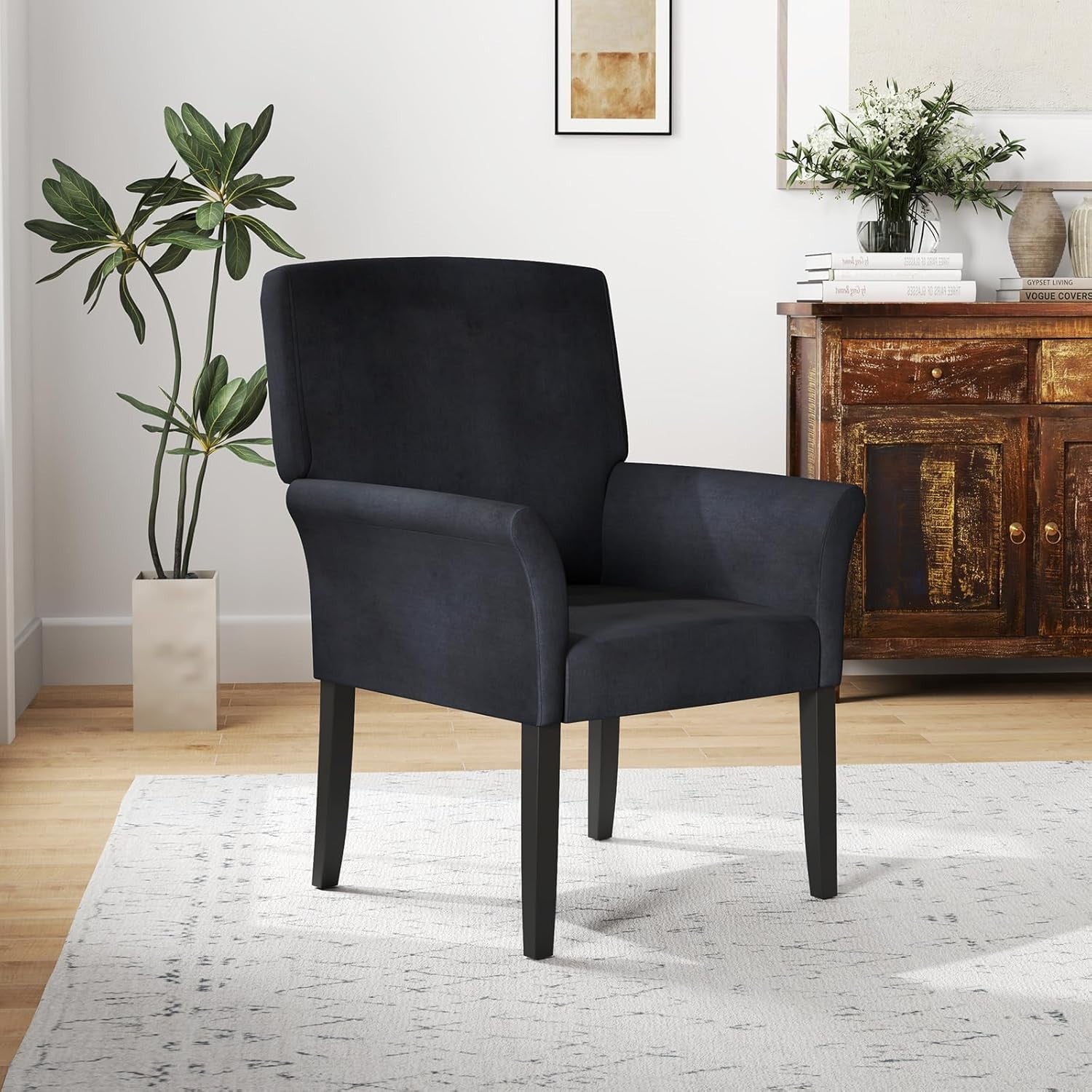 Velvet Accent Armchair Lounge Chair High Back Comfy Seat for Living Room