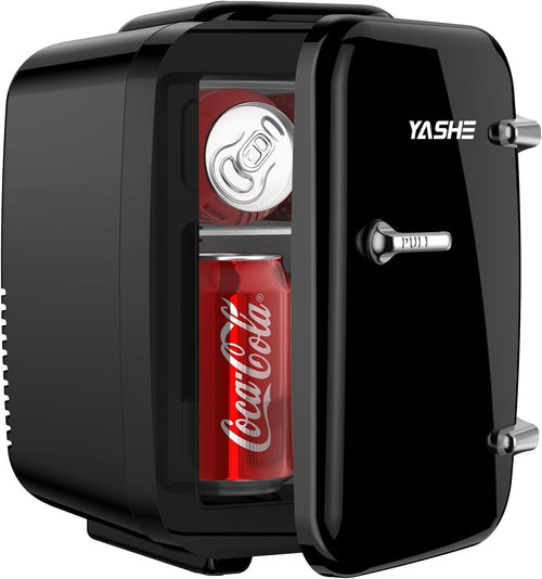 4L Mini Fridge Cooler & Warmer | Portable AC/DC, Silent, 6 Cans Black