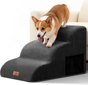 3 Step Dog Stairs Ramp for Sofa Bed Non Slip Washable Black 60x40x40cm