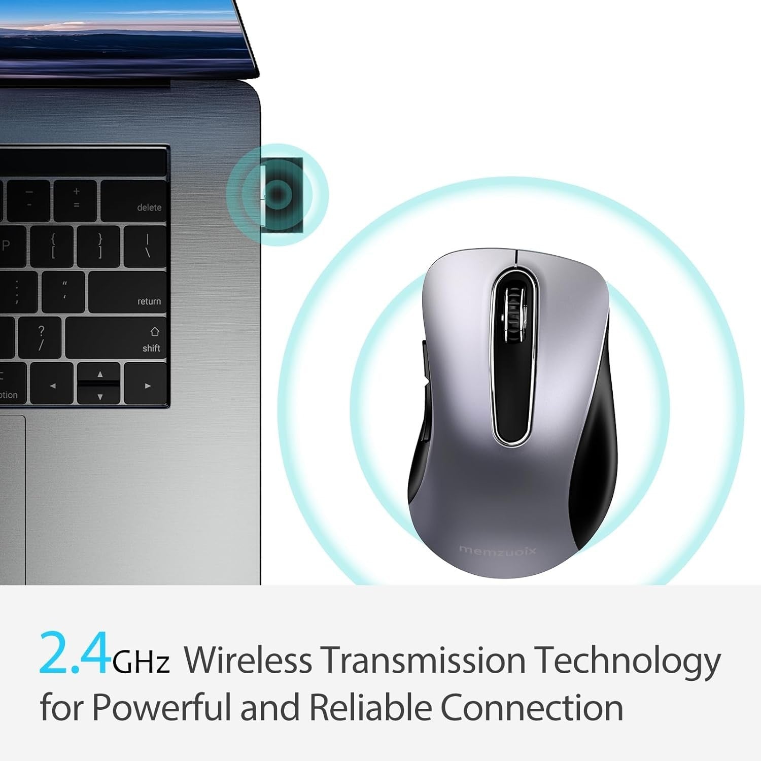 Slim Grey Wireless Mouse 1400 DPI USB 2.4G Ergonomic 5 Button
