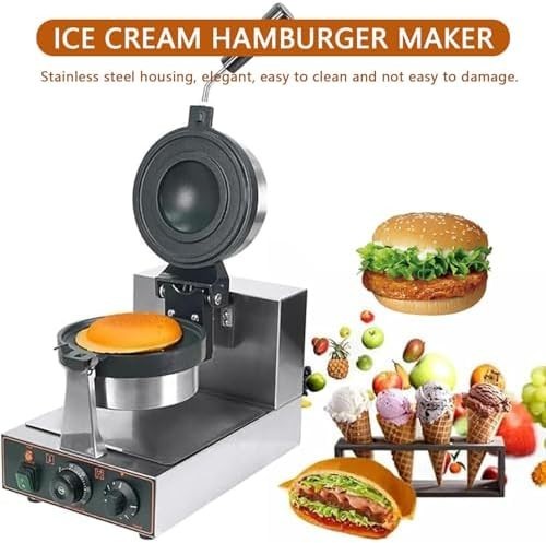 Electric Ice Cream & Waffle Burger Maker Panini Press Non-Stick 1300W