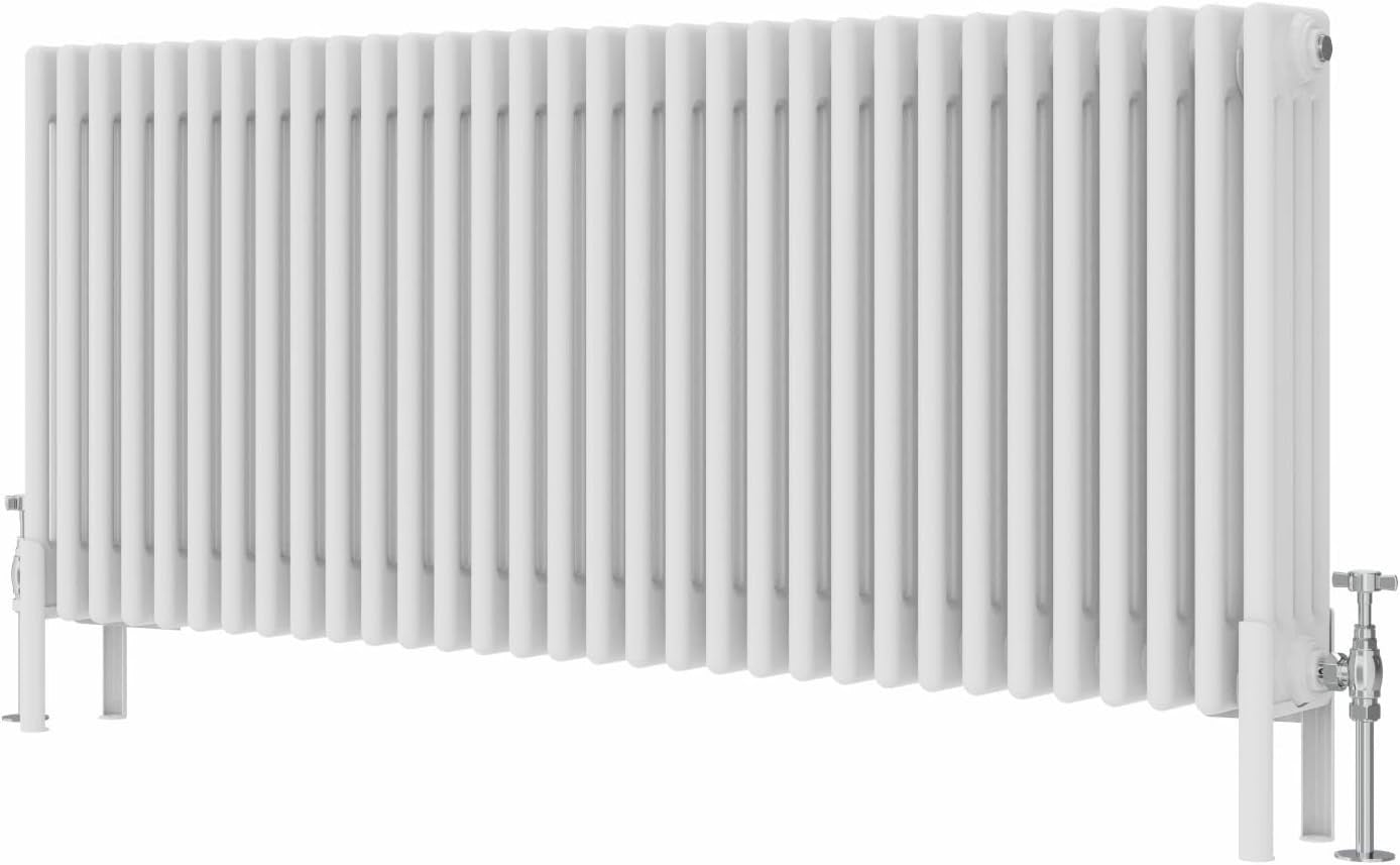 White 4 Column Horizontal Radiator 600x1460mm High Heat Central Heating