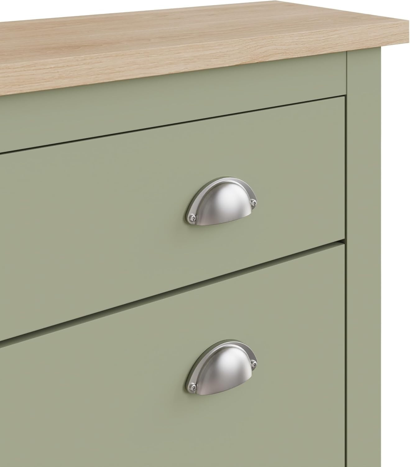 Slim Wooden Shoe Cabinet with Drawer – Oak Effect, 12 Pair Storage, Sage Green