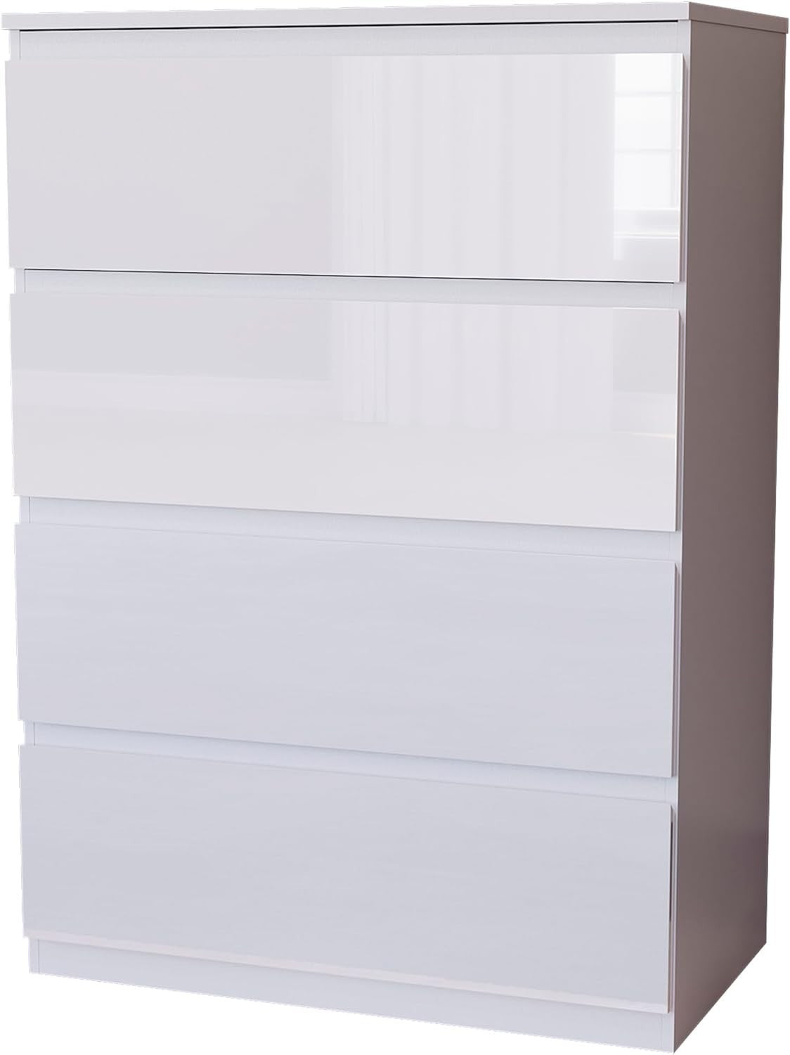 White Gloss 4 Drawer Chest Modern Storage Unit Bedroom Cabinet 95.5cm