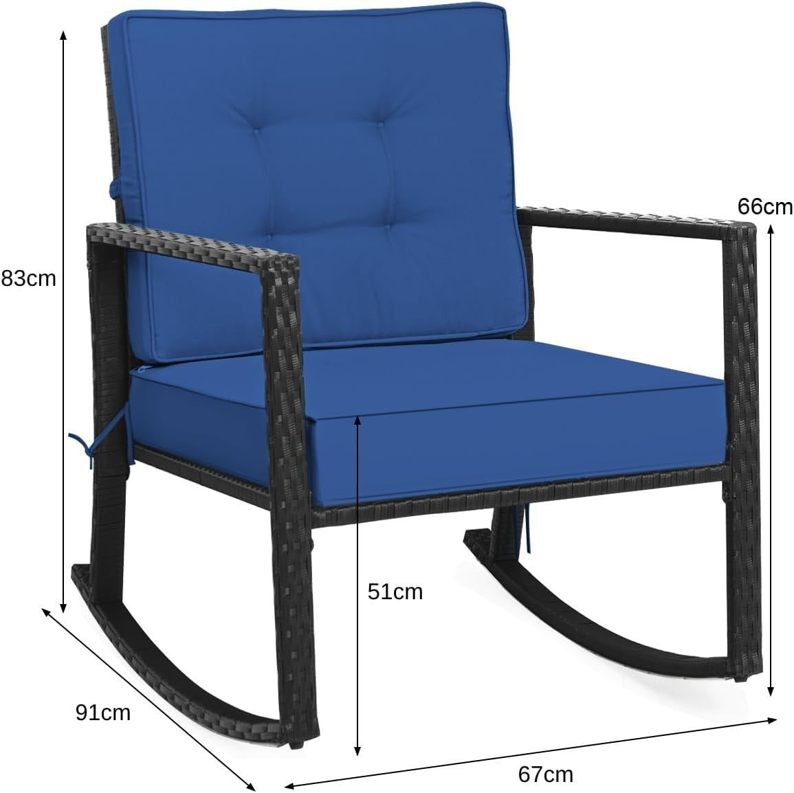 Outdoor Rocking Chair with Cushions & Wide Armrests for Patio Comfort