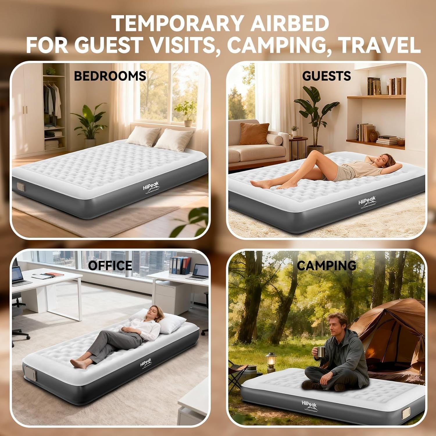 Single Inflatable Air Mattress with Built-In Pump | TPU Eco-Friendly, Quick Infl