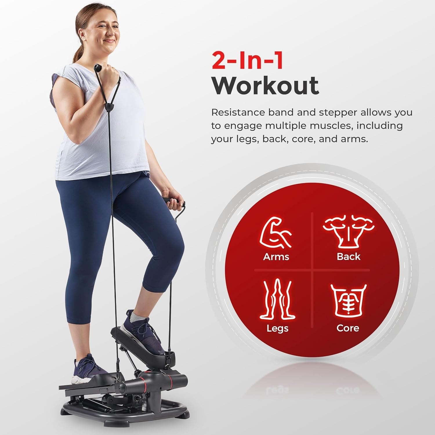 Heavy Duty Mini Stepper Cardio Trainer Twist Motion Resistance Bands