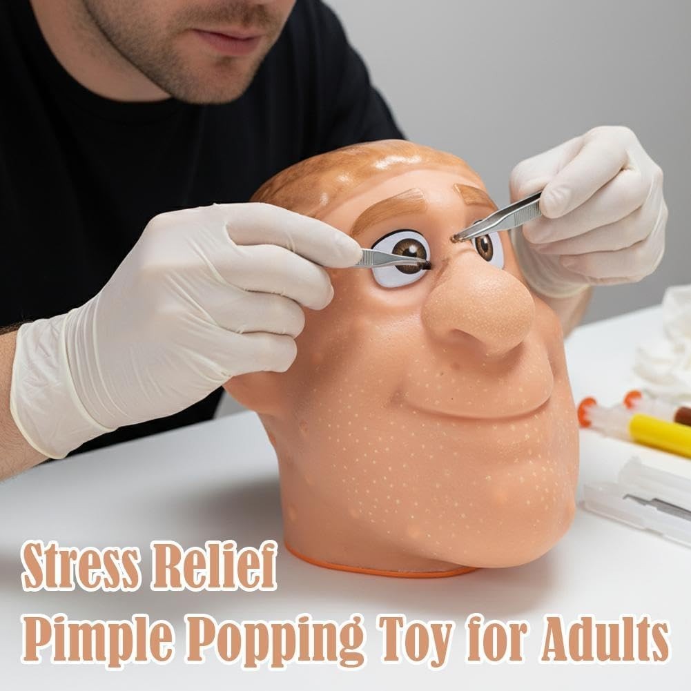 Black Pimple Popper Fidget Face Silicone Zit Stress Relief Toy