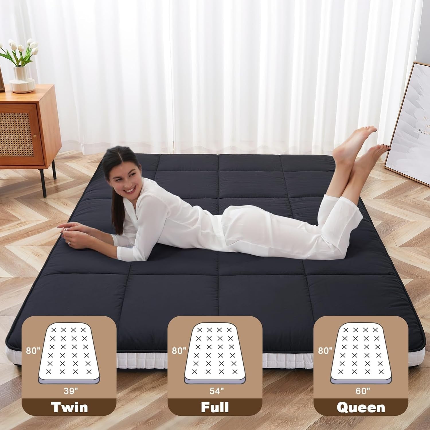 King Size Japanese Floor Futon Mattress – Extra Thick Memory Foam