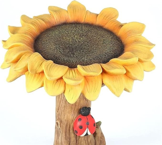 Sunflower Bird Bath Feeder – Polyresin Garden Ornament Outdoor Décor Statue
