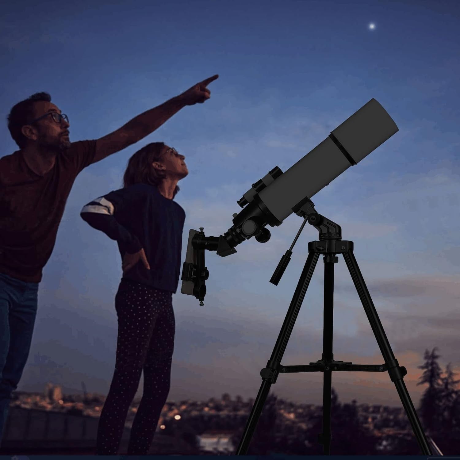 80mm Refractor Telescope for Kids, Portable Astronomy Scope with Bag