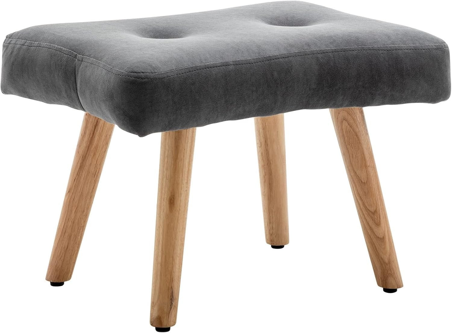 Dark Grey Velvet Armchair with Footstool, Comfy Reading Lounge Chair Set