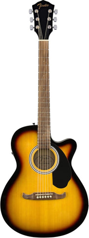 Concert Acoustic Electric Guitar Sunburst Cutaway Walnut