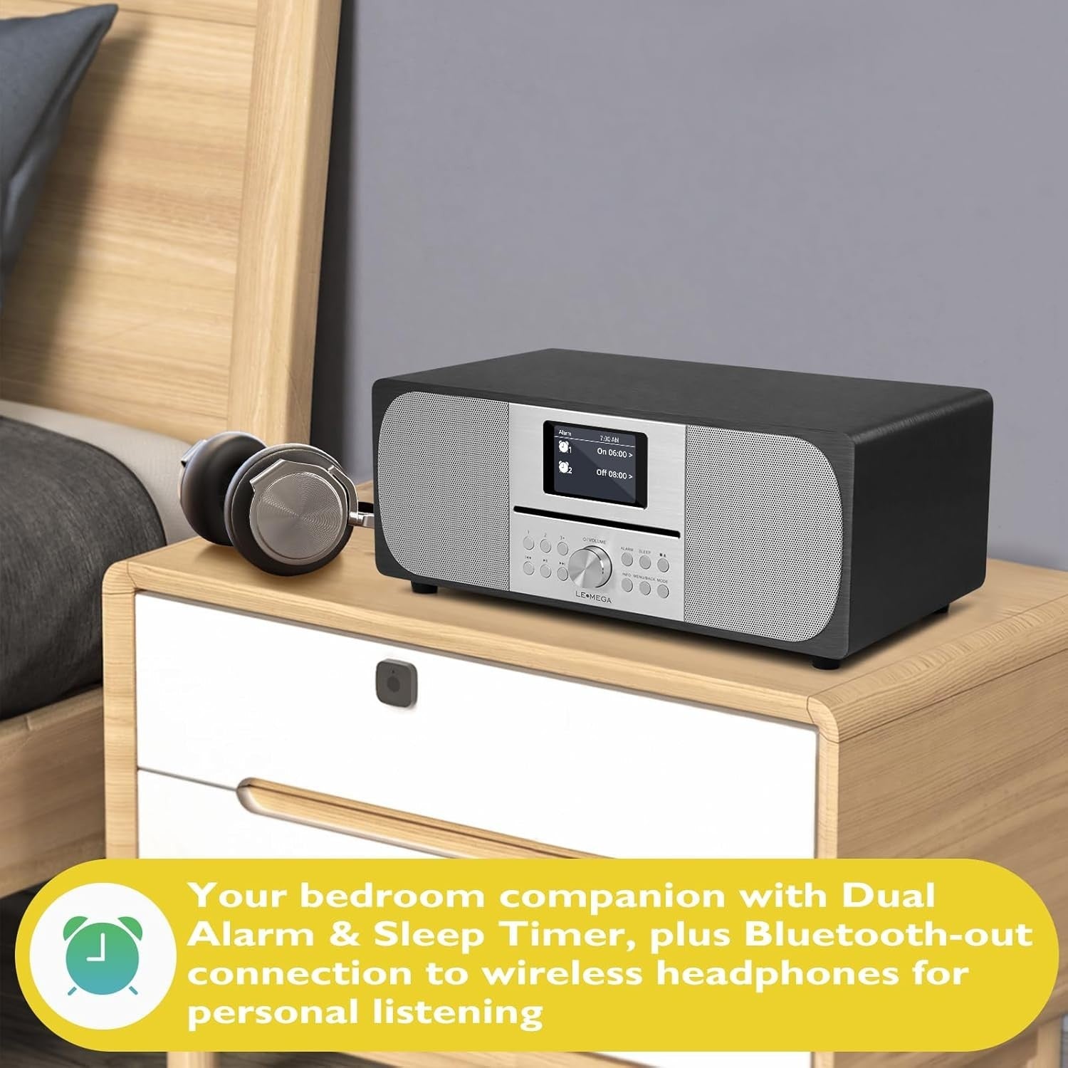 CD Player DAB+ FM Radio Bluetooth HiFi Stereo 100W Speakers Wood Cabinet