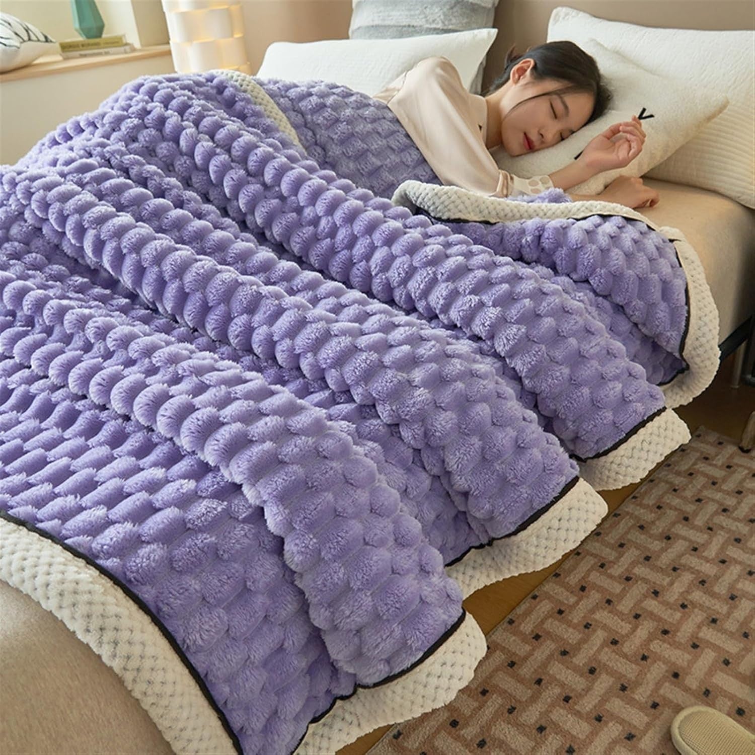 Purple Weighted Blanket 120x200 cm Soft Fleece for Sofa & Bed