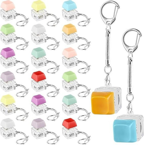 20pcs Mini Keyboard Keychain LED Clicker Fidget Stress Relief Toy