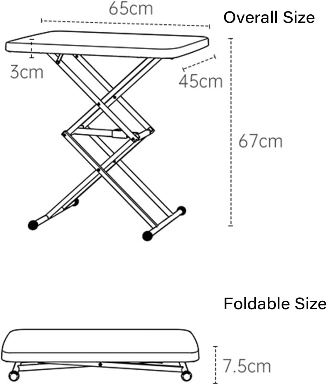 Adjustable Folding Side Table Laptop Desk Lift Top Bedside Sofa Table