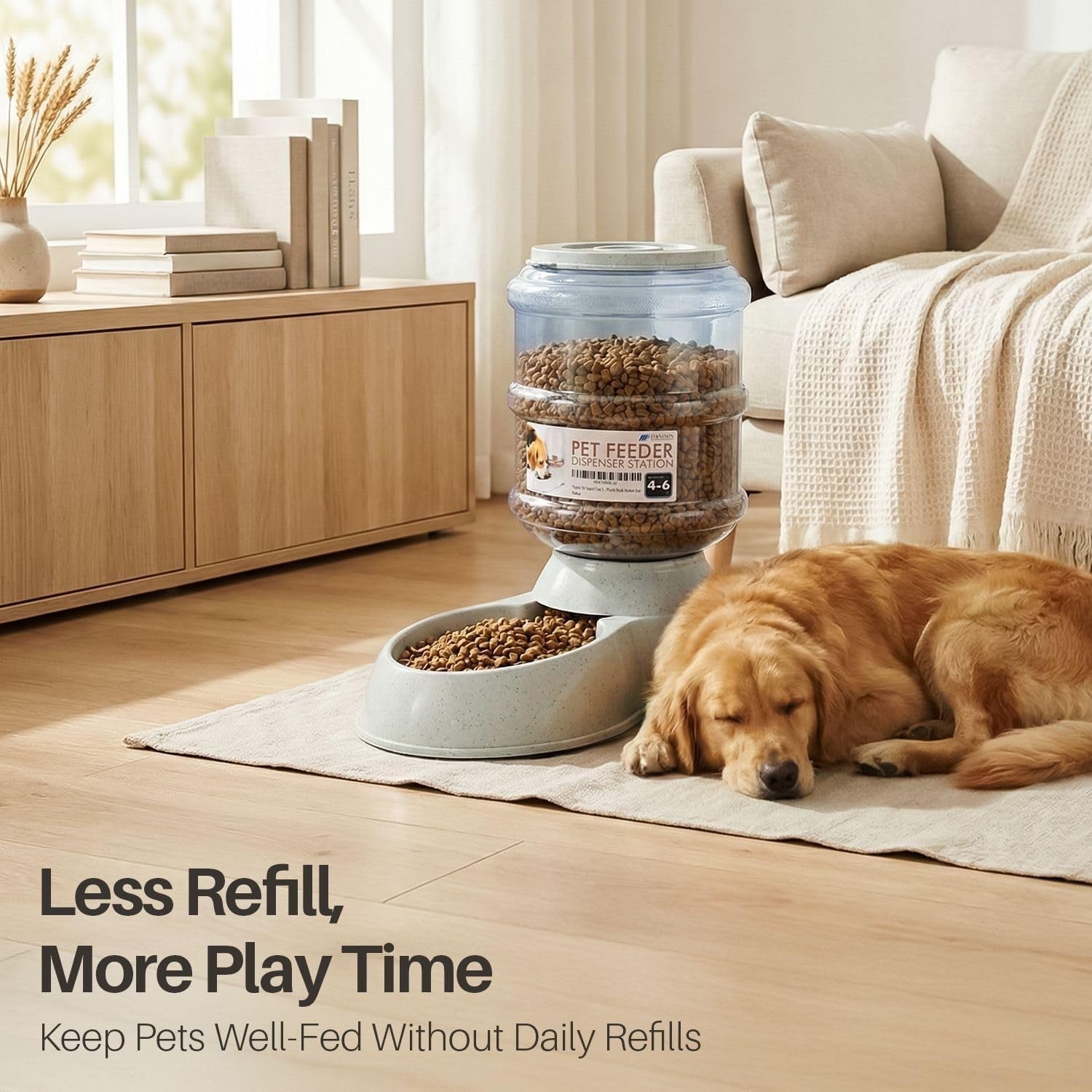 Gravity Pet Feeder 3 Gallon Auto Food Dispenser for Dogs Cats Large