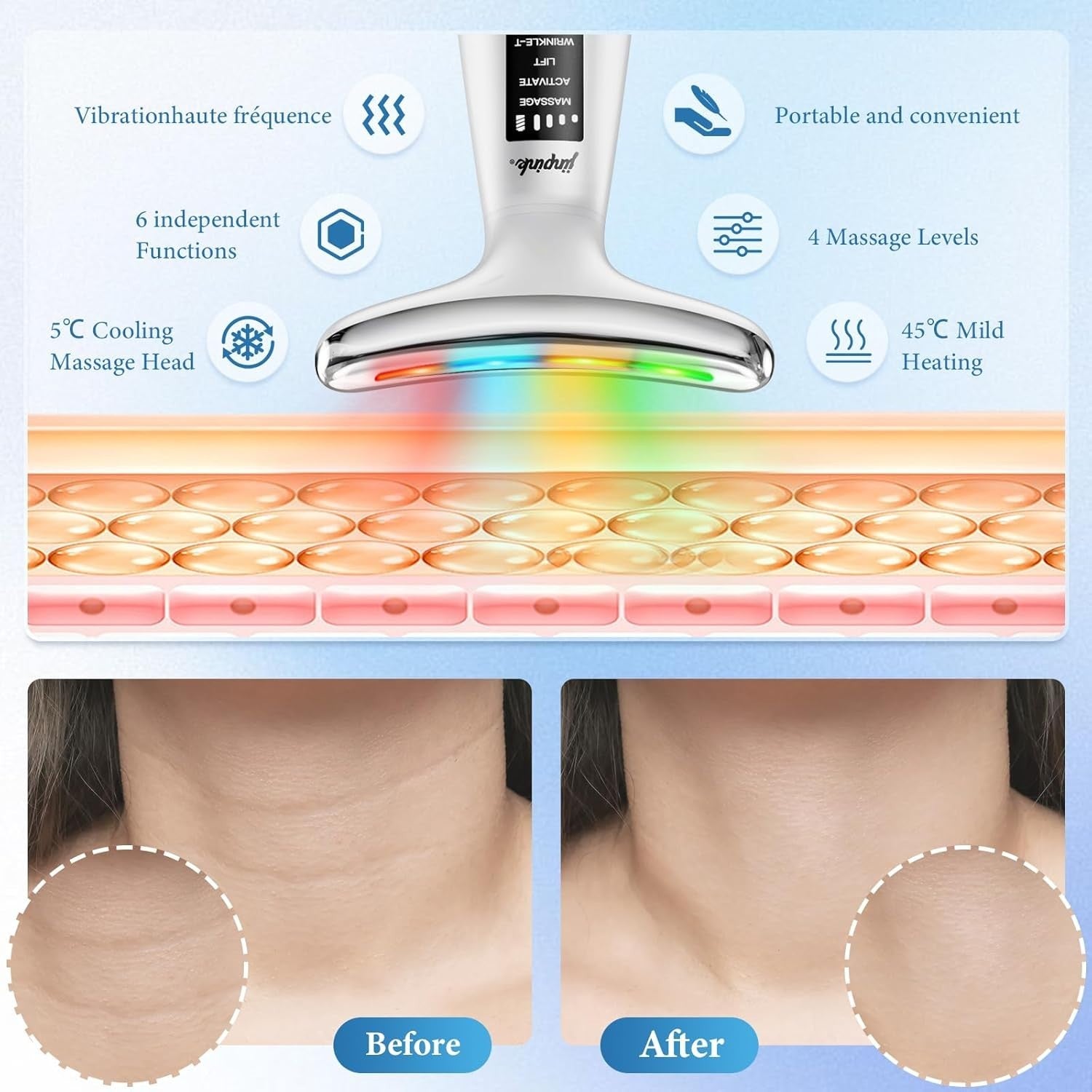 EMS Face Lifting Massager Hot Cold LED Anti Wrinkle Tool